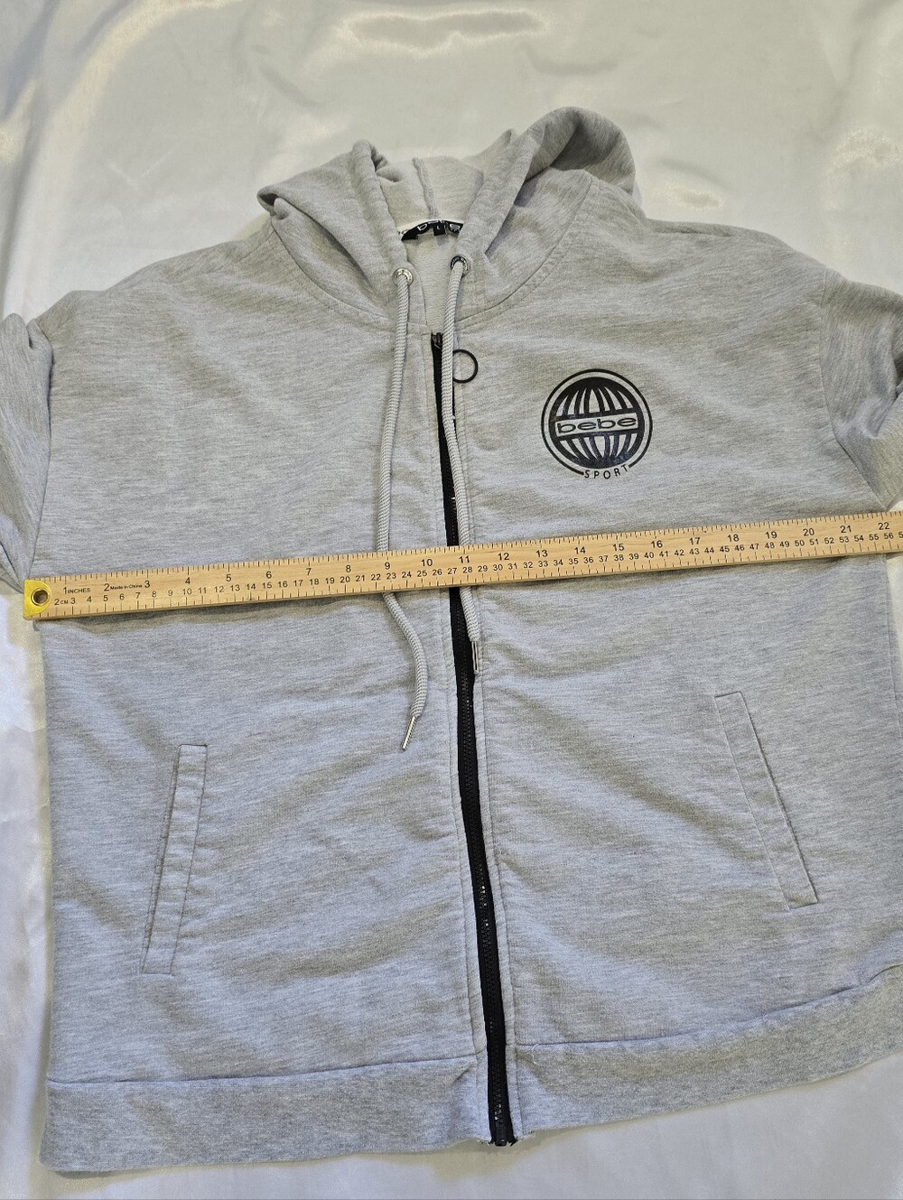 Y2k.bebe Light Gray Full-Zip Hoodie with Logo - Picture 6 of 7